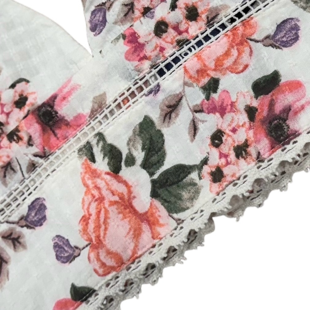 ZARA Spaghetti Strap Crop Top Floral Boho Delicate Pretty Romantic NWT Medium - Picture 3 of 5